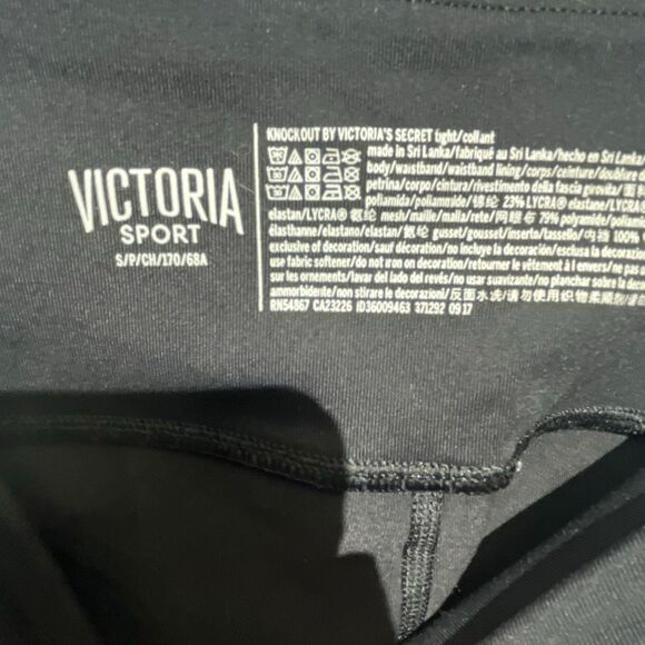 Victoria's Secret Sport Women's Black Knockout Mesh Trim Ankle Leggings Small - Picture 11 of 12